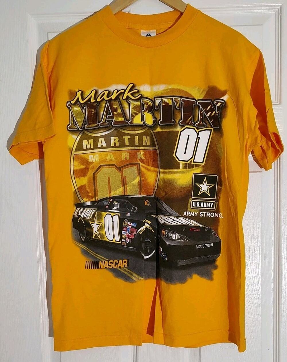 Men's Vintage Mark Martin T Shirt 2007 Army Strong Nascar Yellow Y2K - Medium